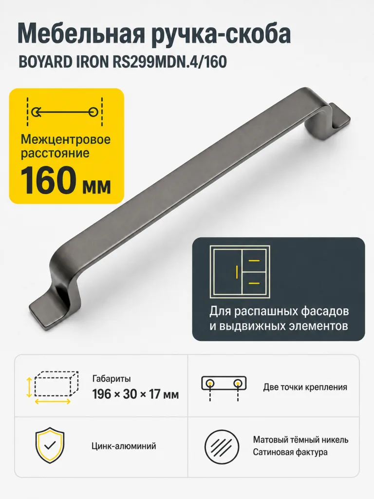 Мебельная ручка IRON RS299MDN.4/160