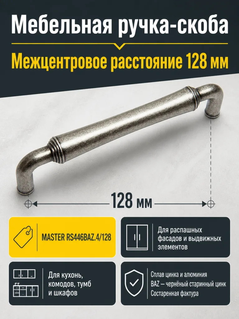 Мебельная ручка MASTER RS446BAZ.4/128
