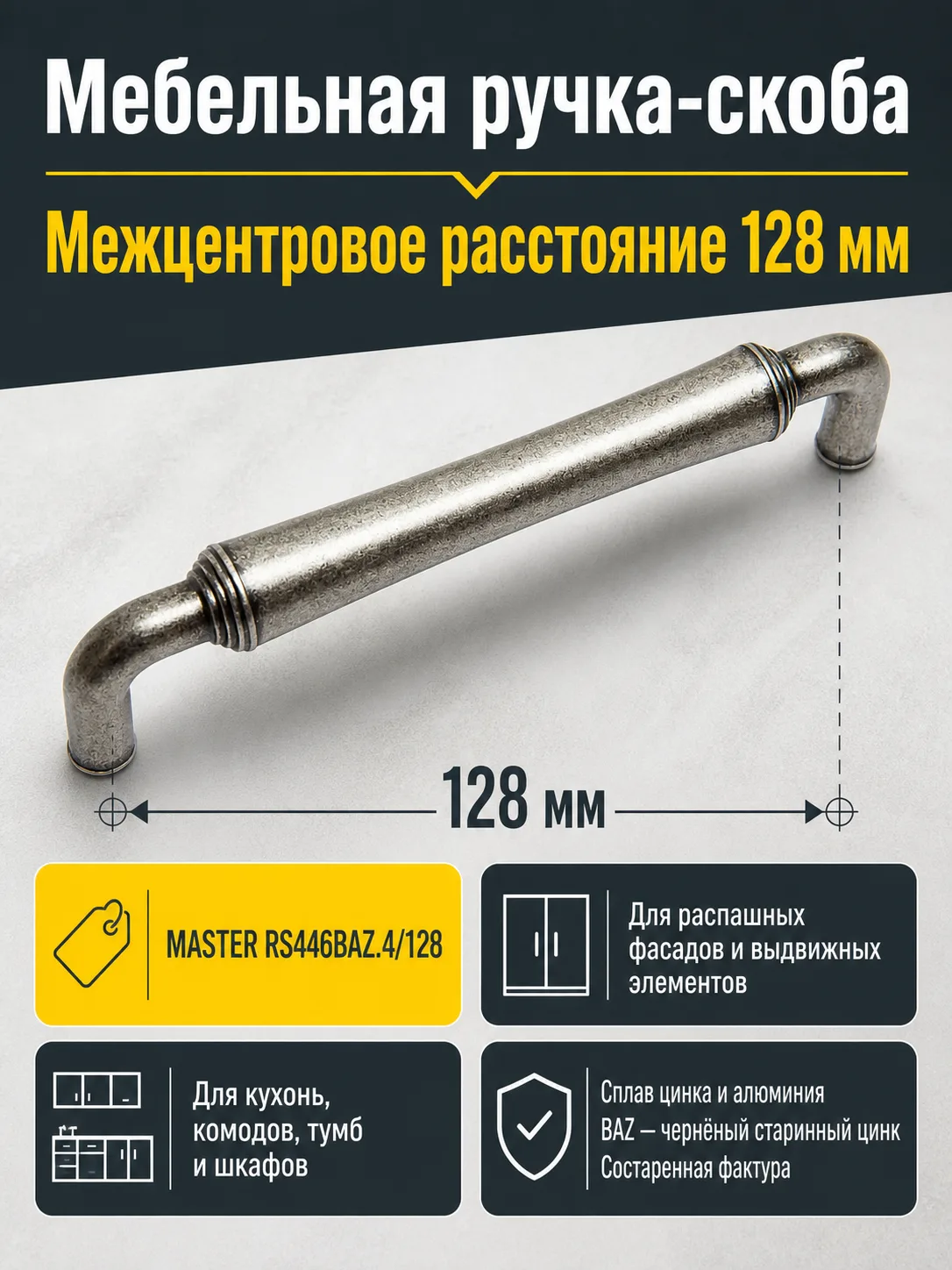 Мебельная ручка MASTER RS446BAZ.4/128