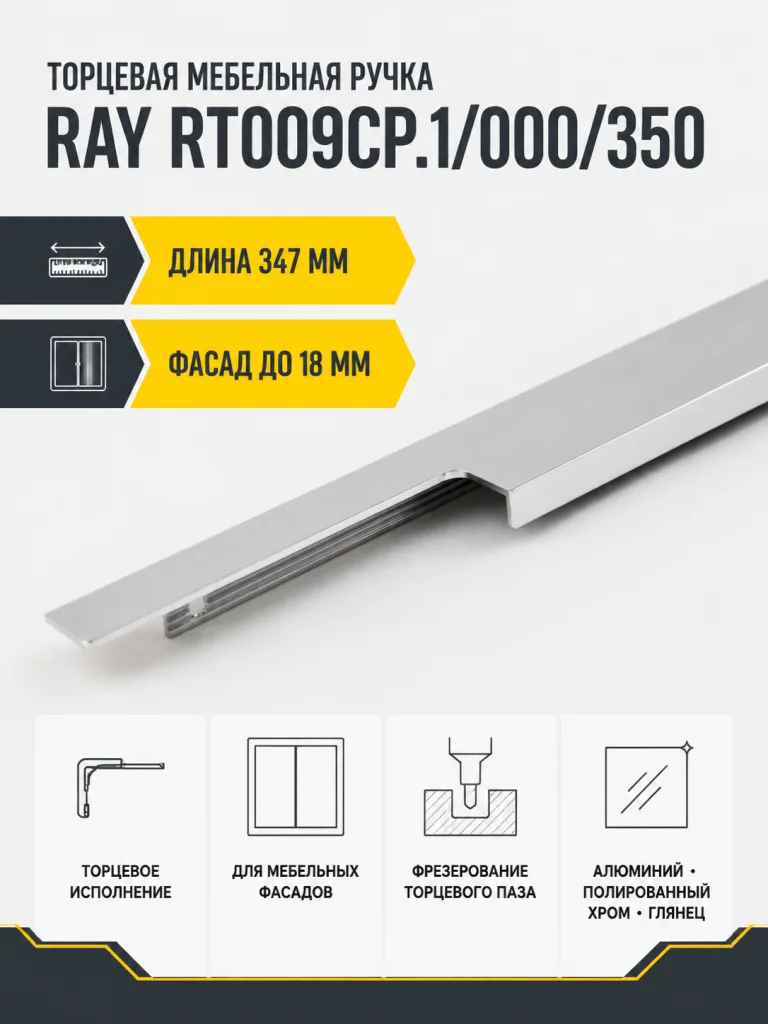 Мебельная ручка RAY RT009CP.1/000/350