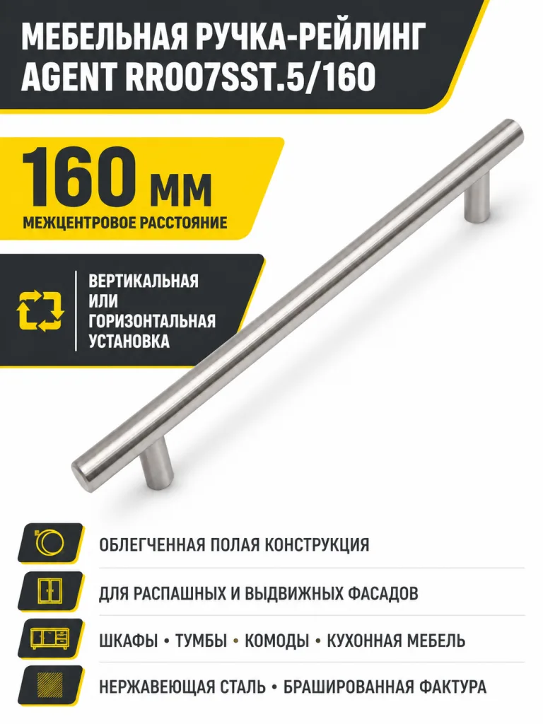 Мебельная ручка AGENT RR007SST.5/160