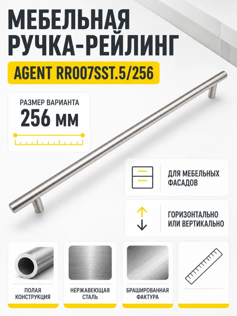 Мебельная ручка AGENT RR007SST.5/256