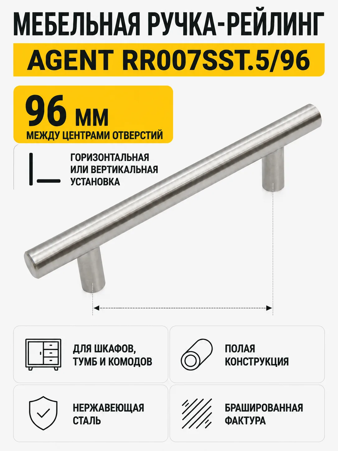 Мебельная ручка AGENT RR007SST.5/96