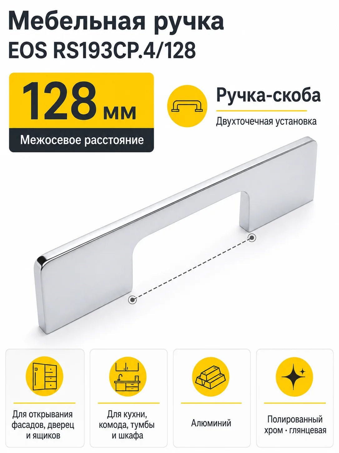Мебельная ручка EOS RS193CP.4/128