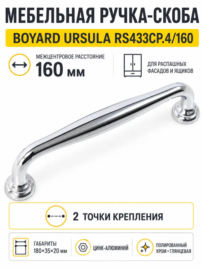 Мебельная ручка URSULA RS433CP.4/160