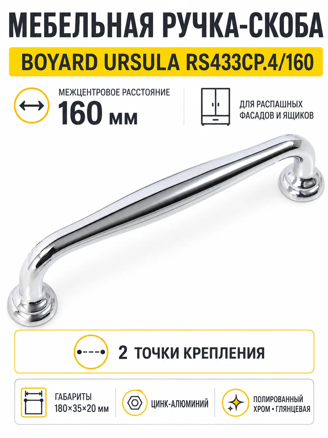 Мебельная ручка URSULA RS433CP.4/160