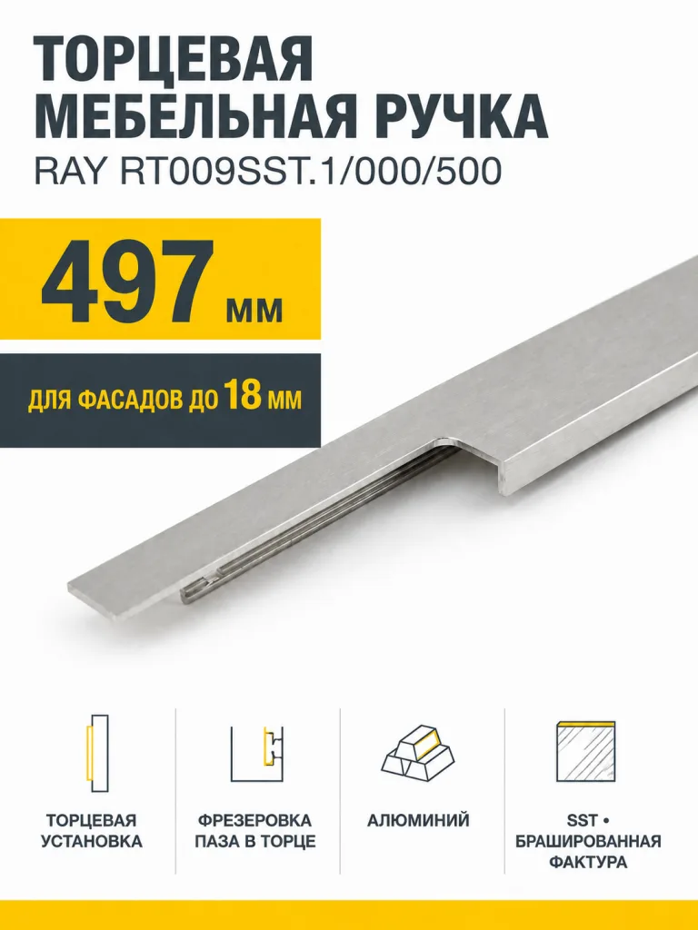 Мебельная ручка RAY RT009SST.1/000/500