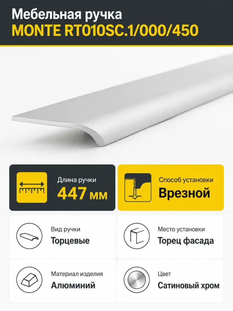 Мебельная ручка MONTE RT010SC.1/000/450