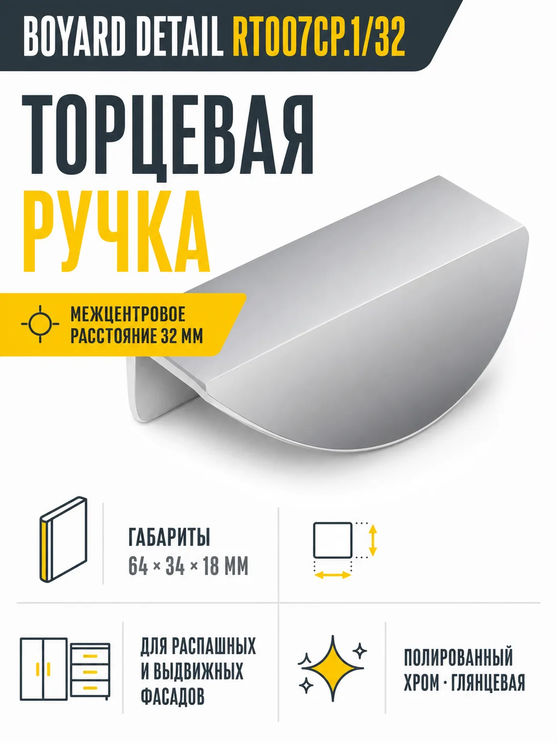 Мебельная ручка DETAIL RT007CP.1/32