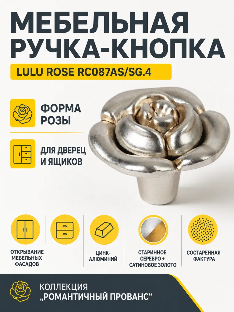 Мебельная ручка LULU ROSE RC087AS/SG.4