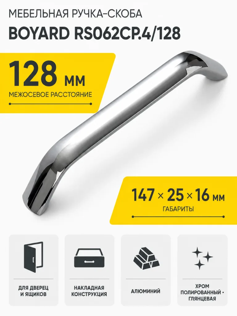 Мебельная ручка RS062CP.4/128