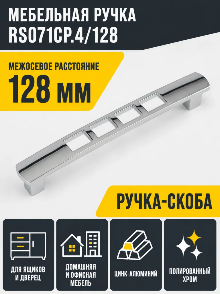 Мебельная ручка RS071CP.4/128