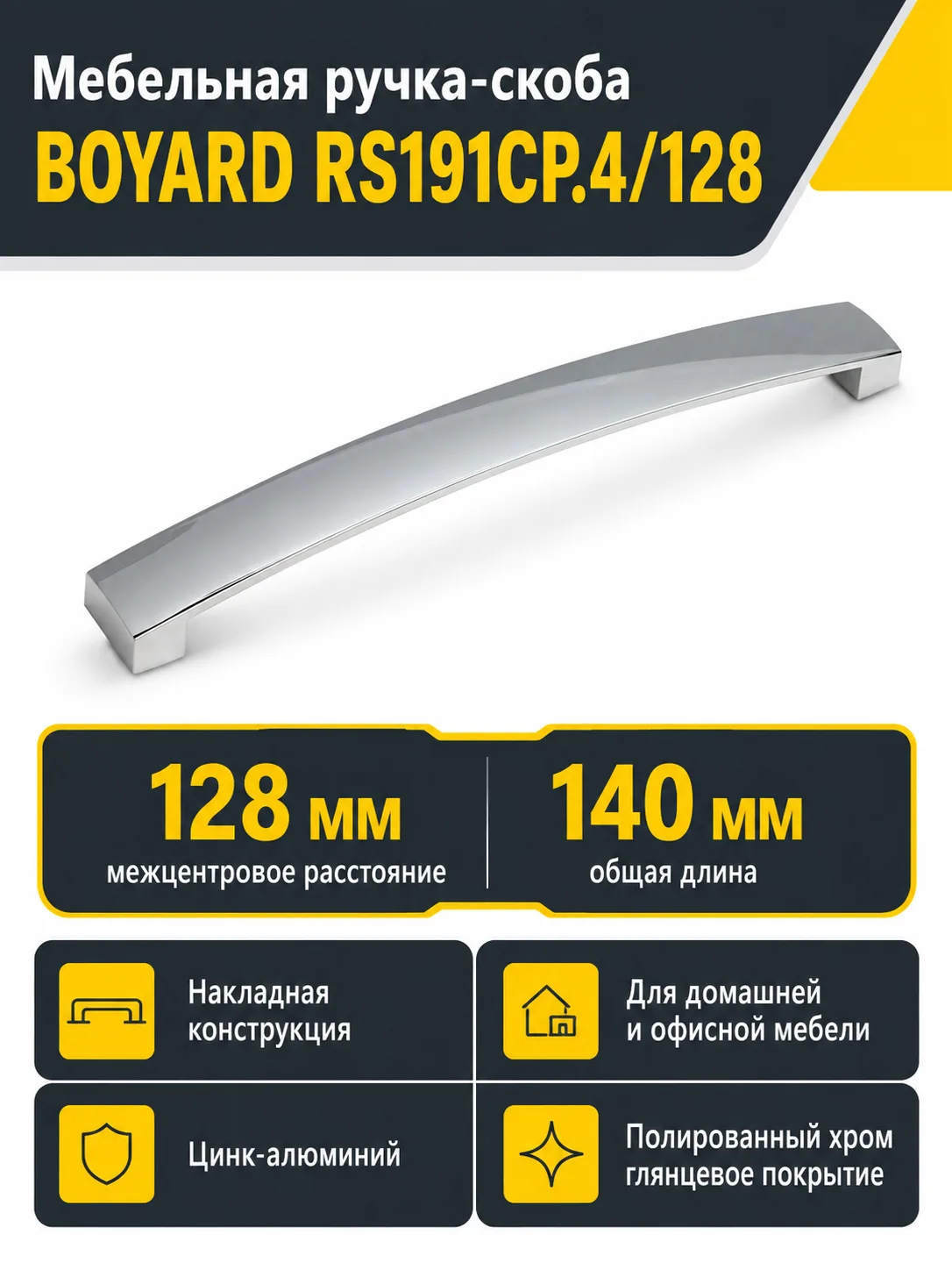 Мебельная ручка RS191CP.4/128