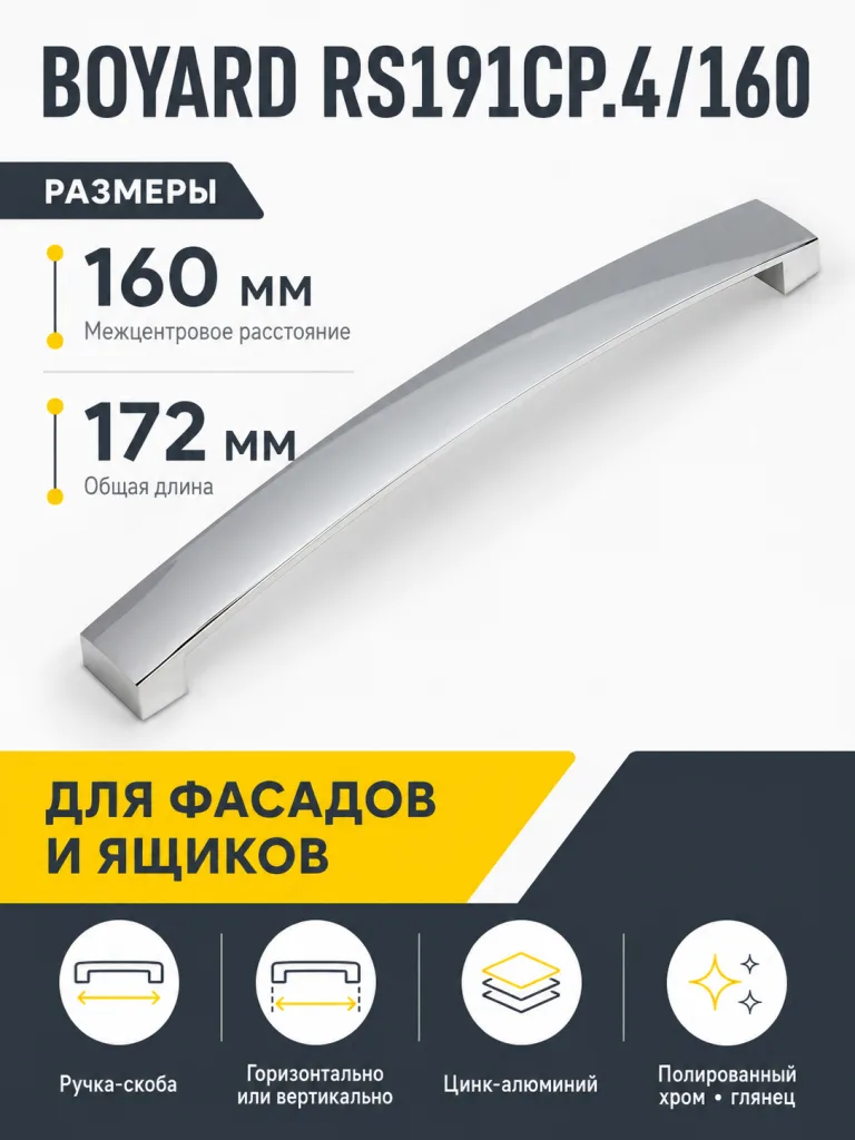 Мебельная ручка RS191CP.4/160
