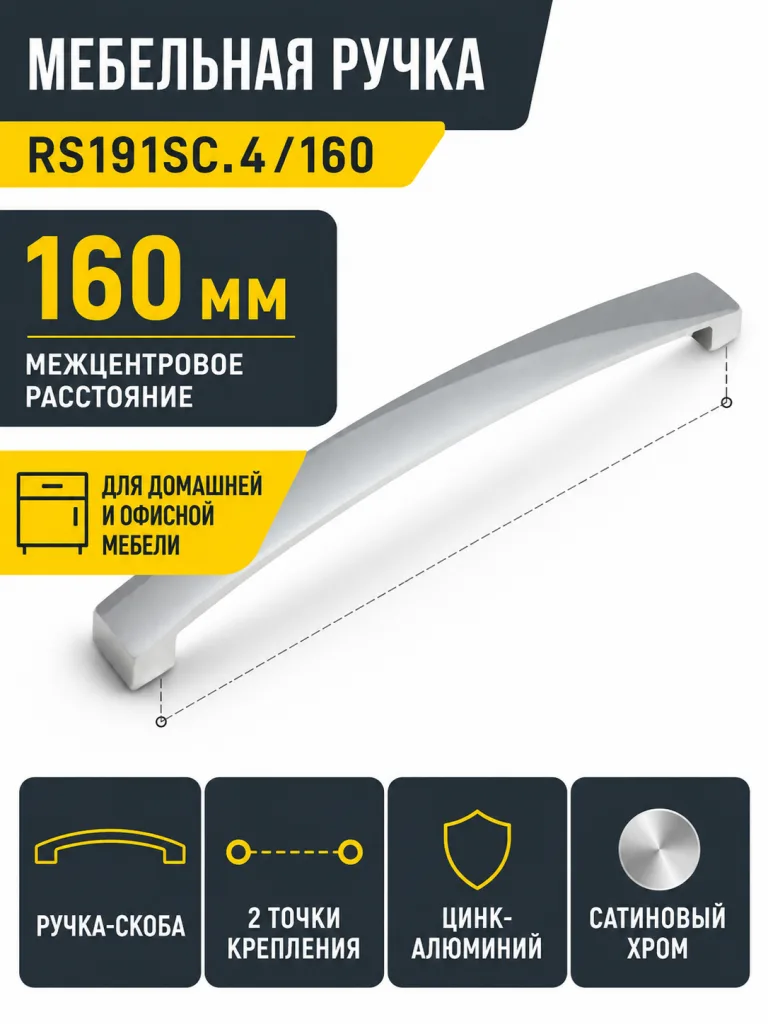 Мебельная ручка RS191SC.4/160