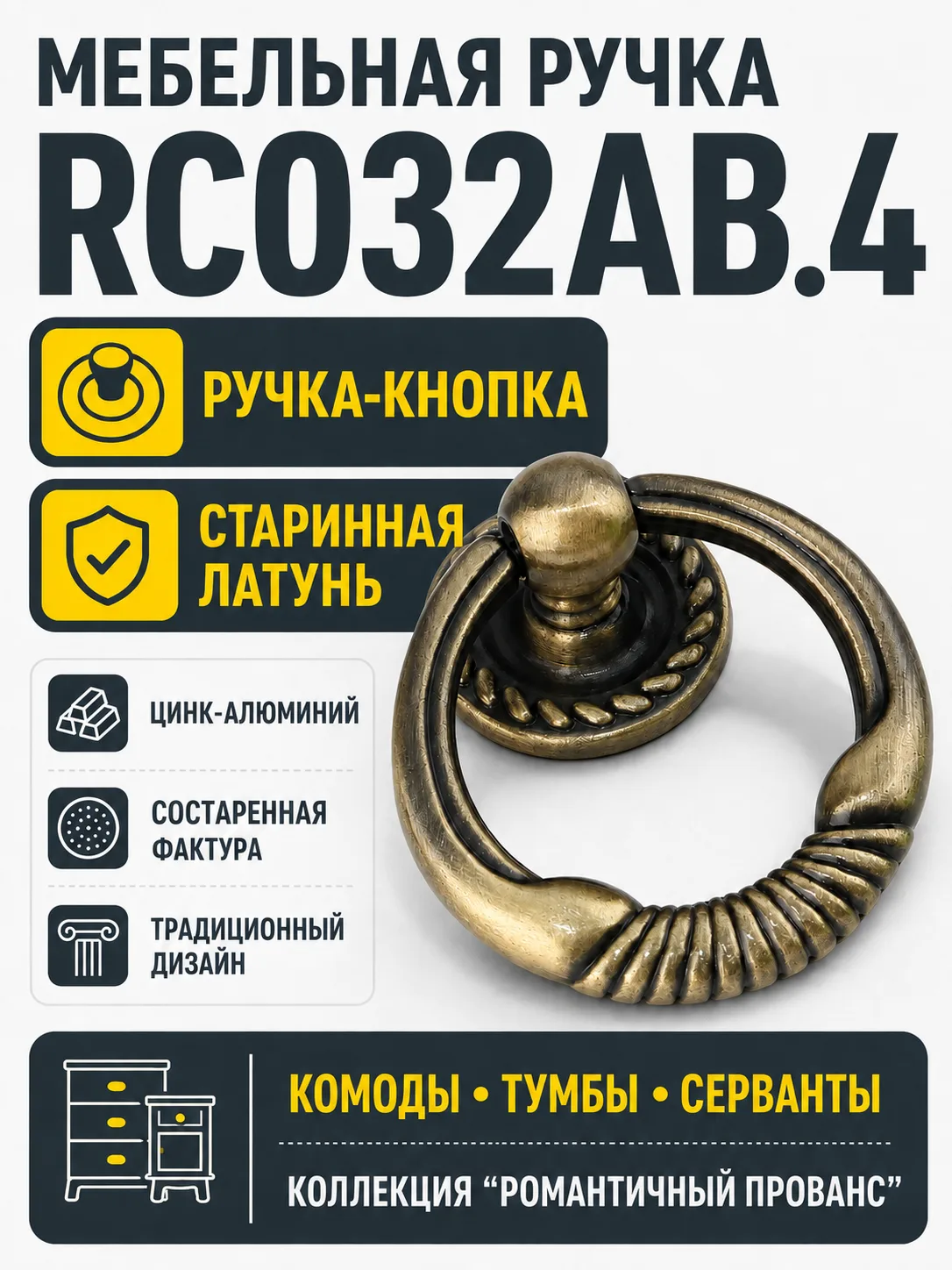 Мебельная ручка RC032AB.4