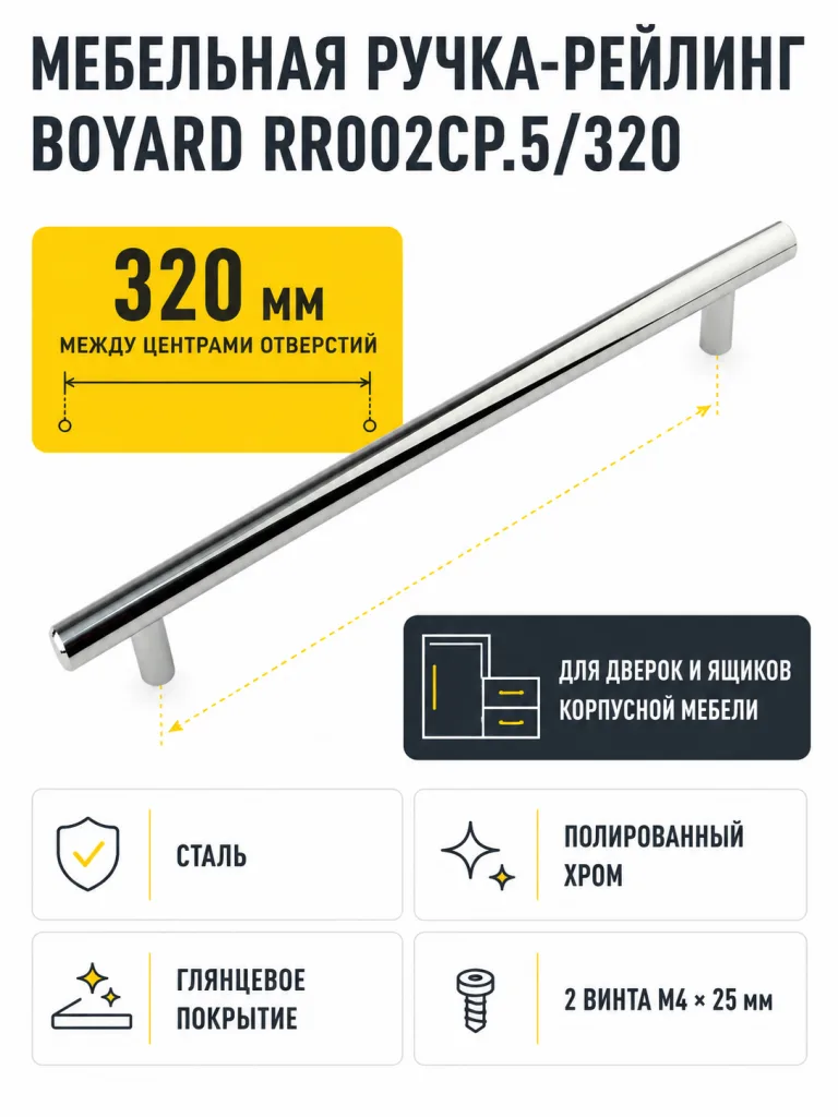 Мебельная ручка RR002CP.5/320