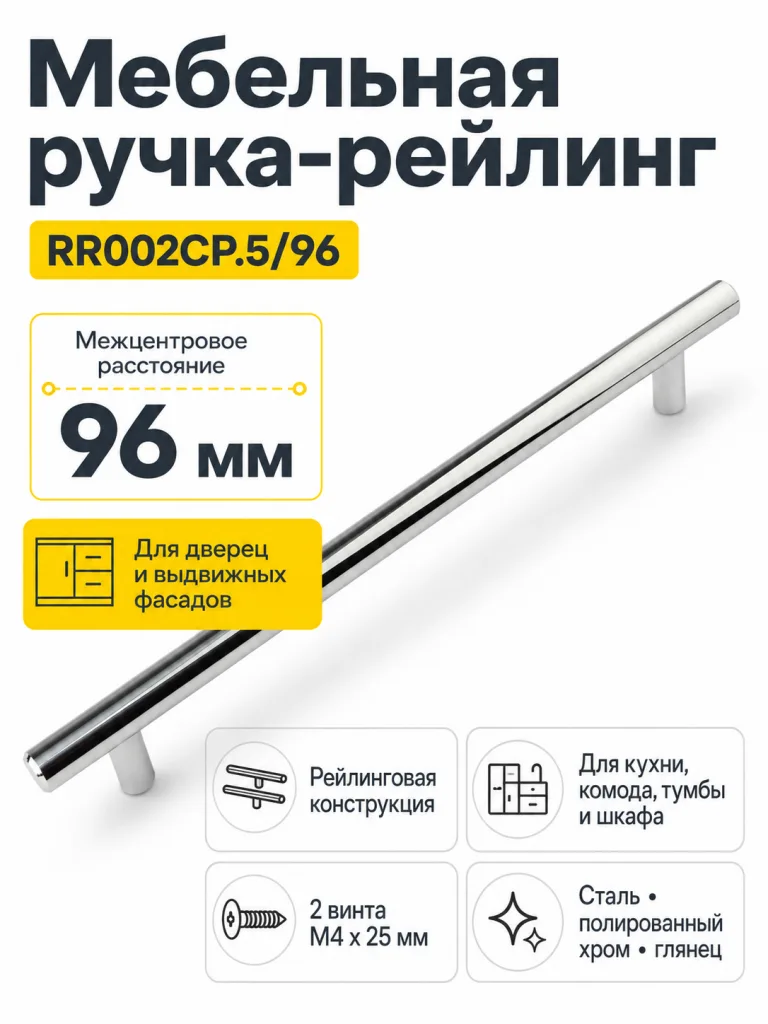 Мебельная ручка RR002CP.5/96