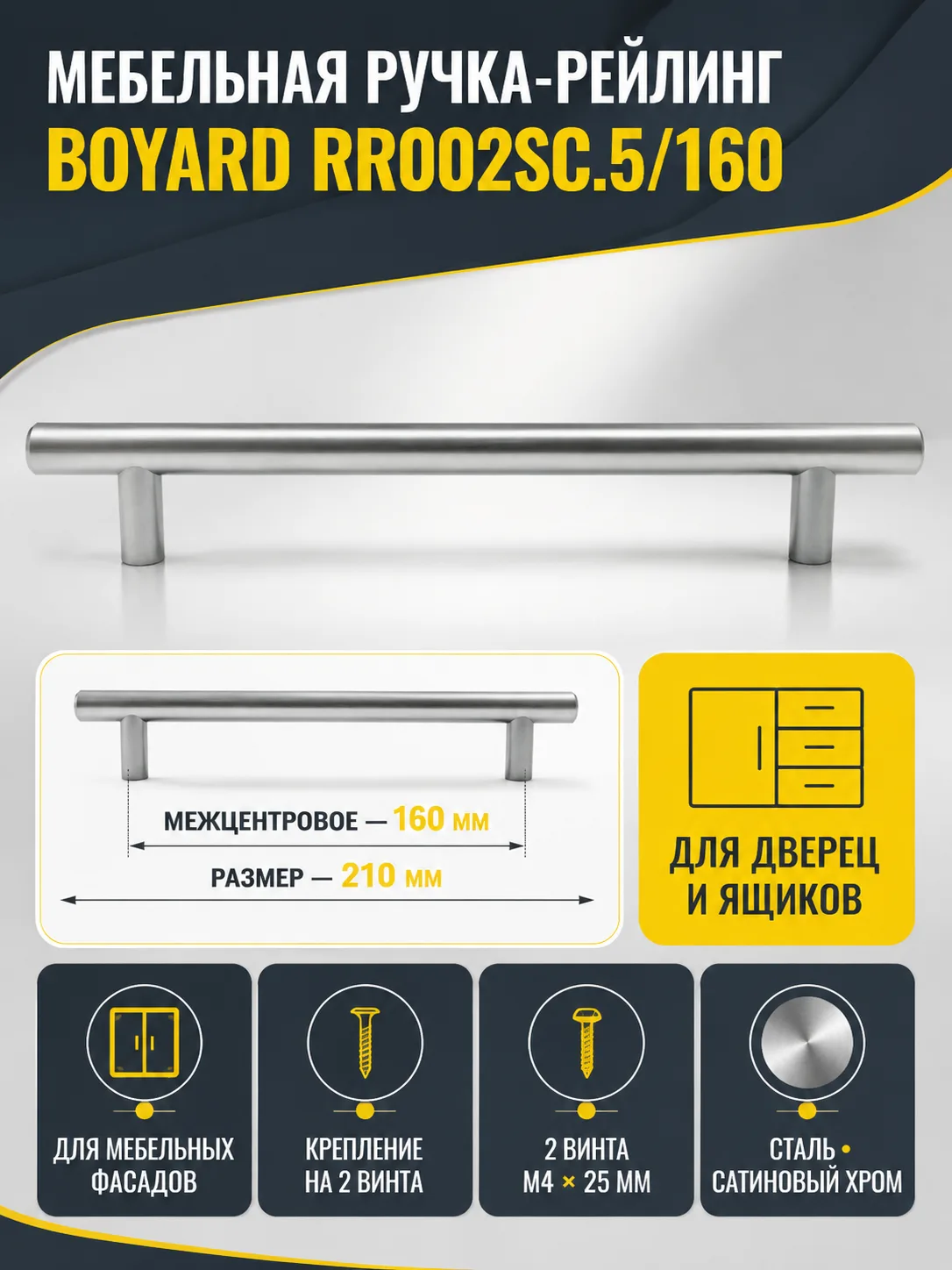 Мебельная ручка RR002SC.5/160