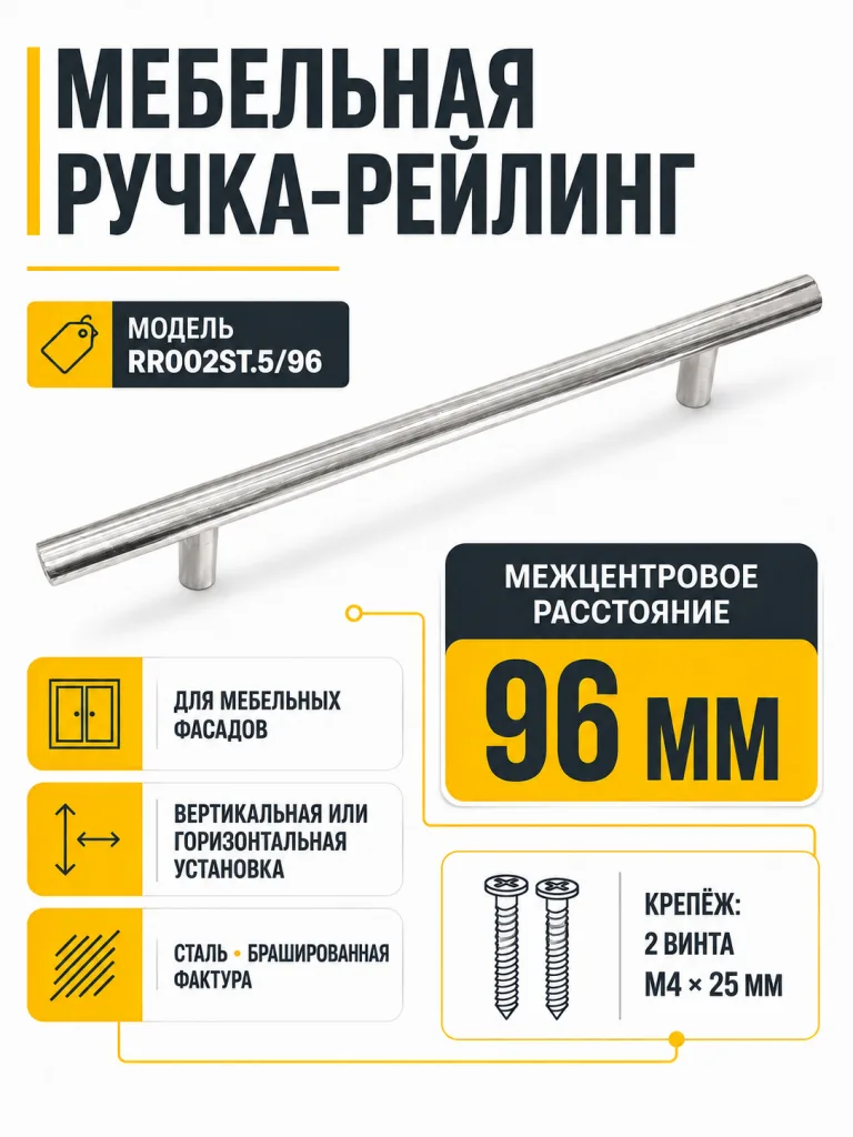 Мебельная ручка RR002ST.5/96