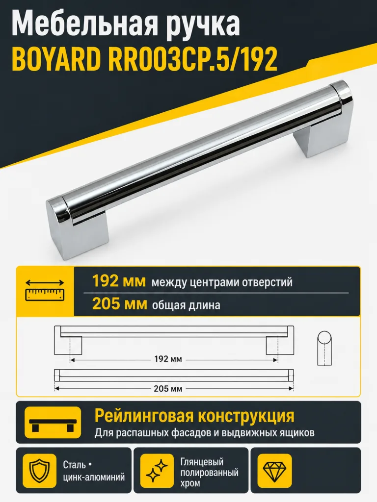 Мебельная ручка RR003CP.5/192