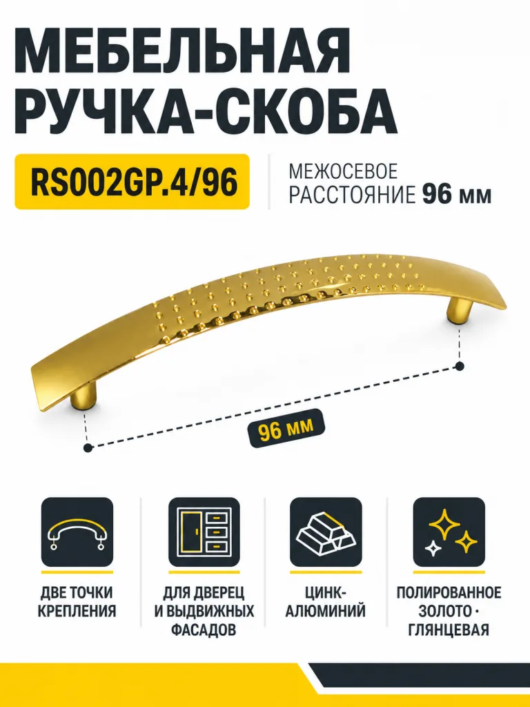 Мебельная ручка RS002GP.4/96
