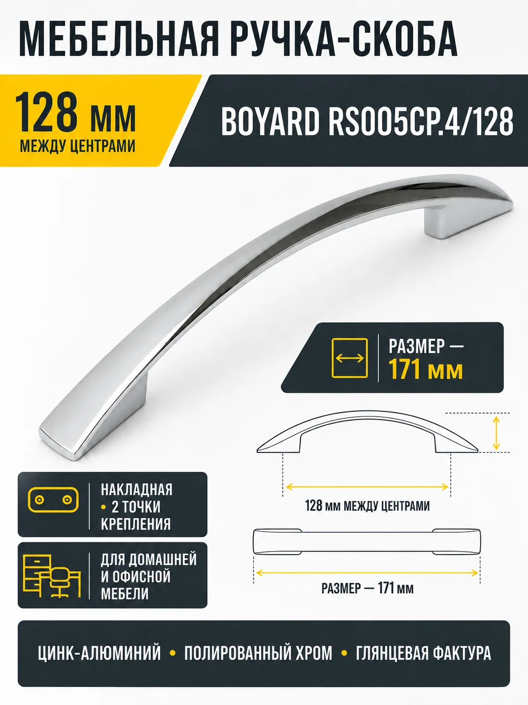 Мебельная ручка RS005CP.4/128