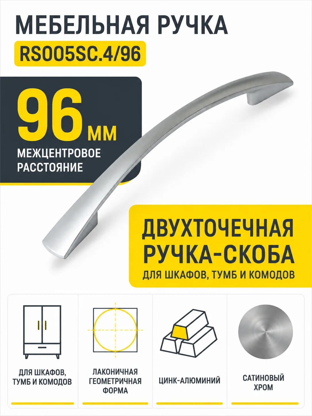 Мебельная ручка RS005SC.4/96