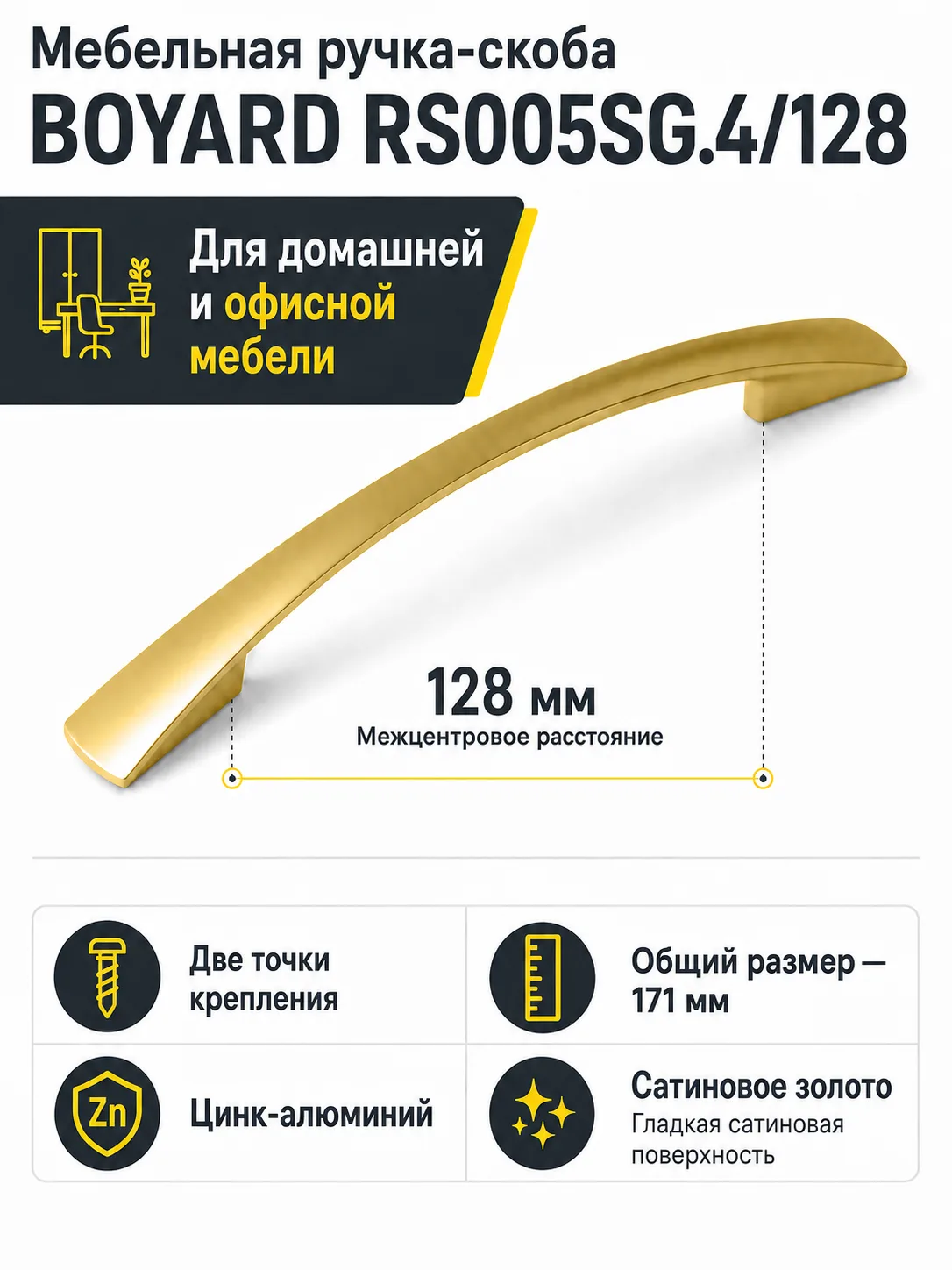 Мебельная ручка RS005SG.4/128