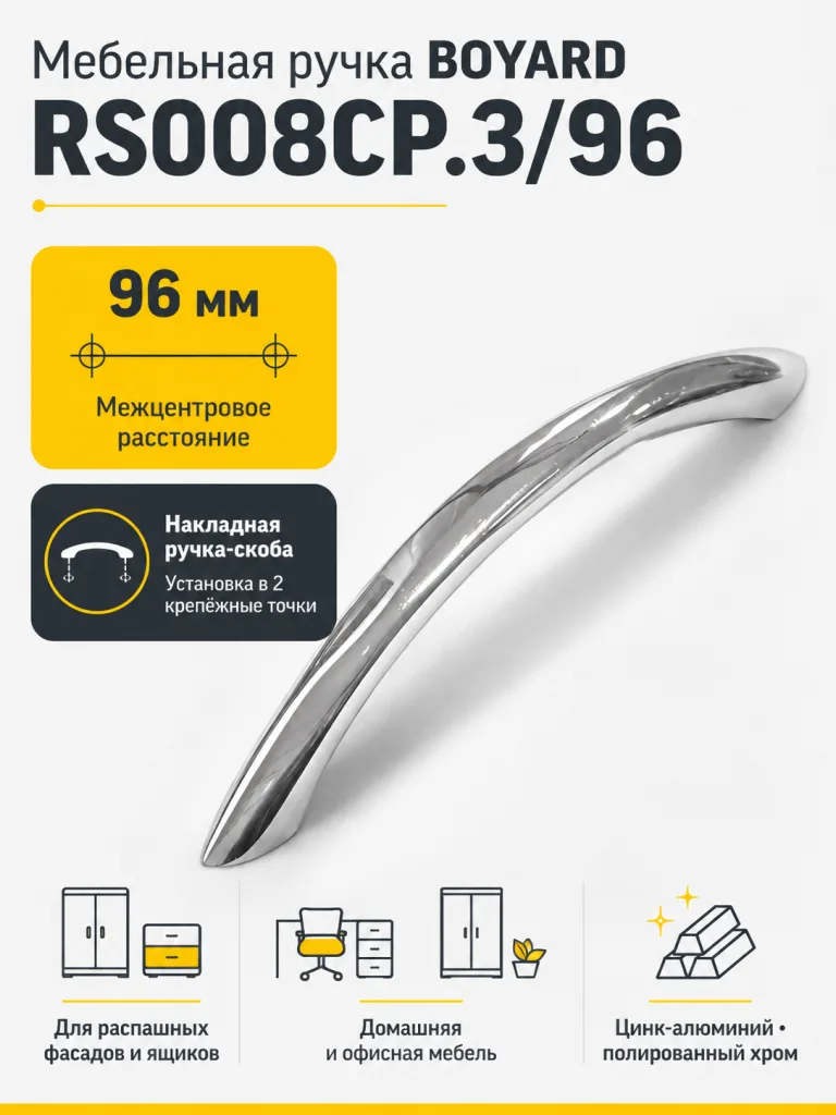 Мебельная ручка RS008CP.3/96