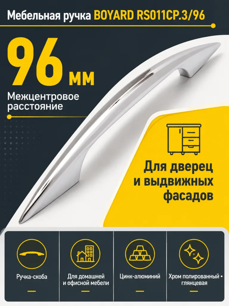 Мебельная ручка RS011CP.3/96