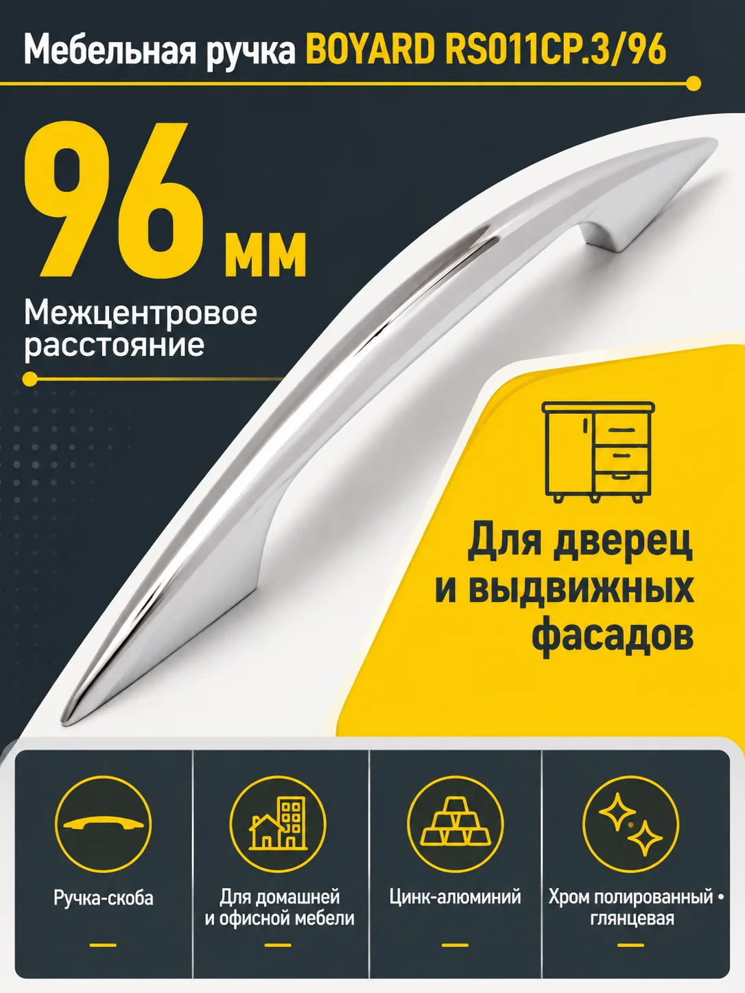 Мебельная ручка RS011CP.3/96