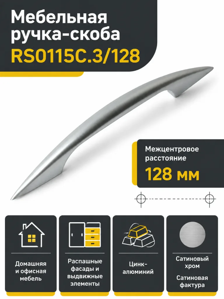 Мебельная ручка RS011SC.3/128