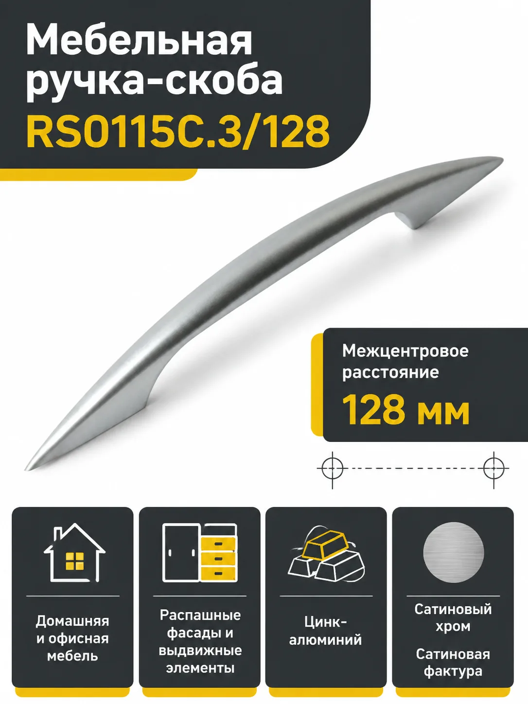 Мебельная ручка RS011SC.3/128