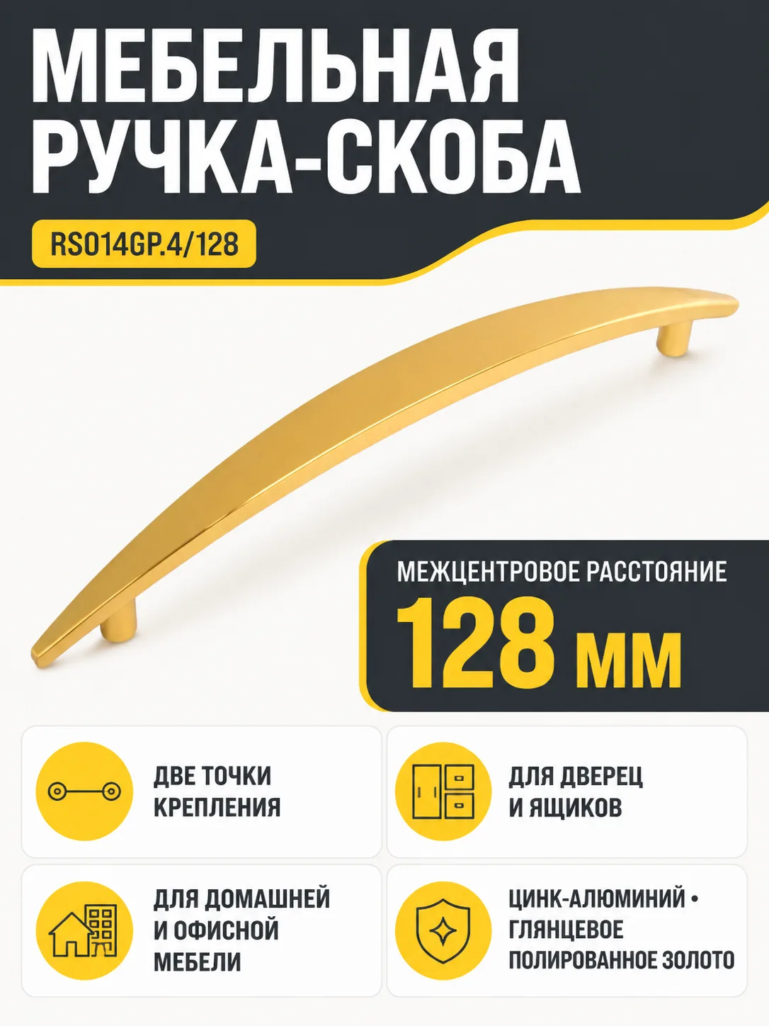 Мебельная ручка RS014GP.4/128