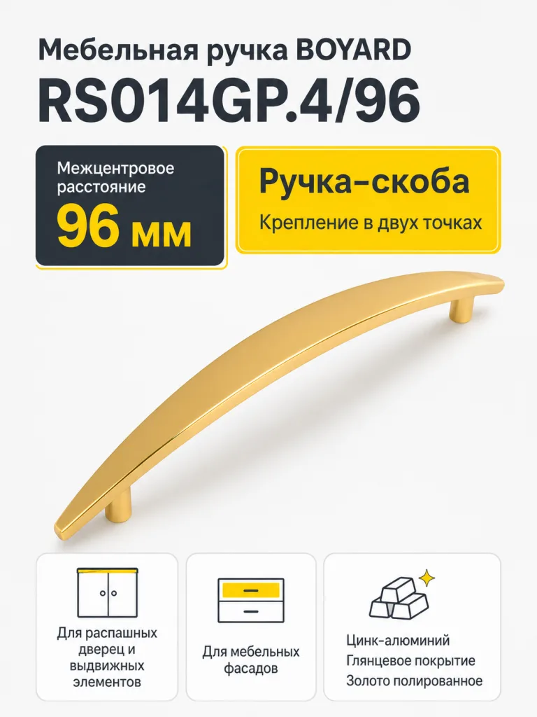 Мебельная ручка RS014GP.4/96