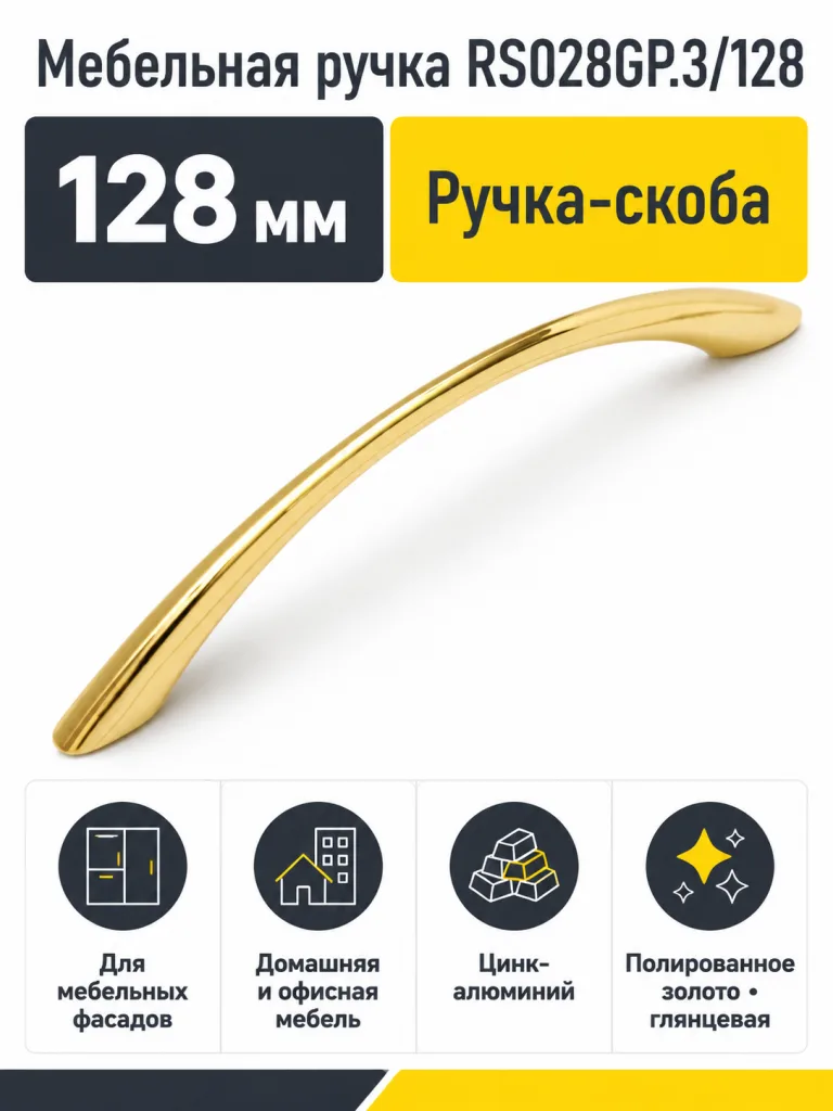 Мебельная ручка RS028GP.3/128