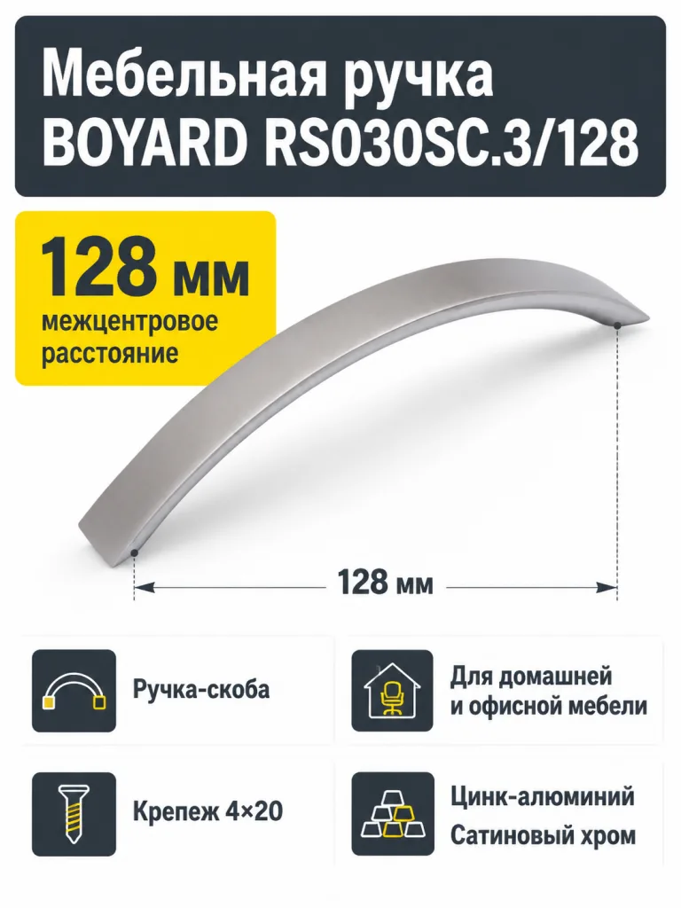 Мебельная ручка RS030SC.3/128