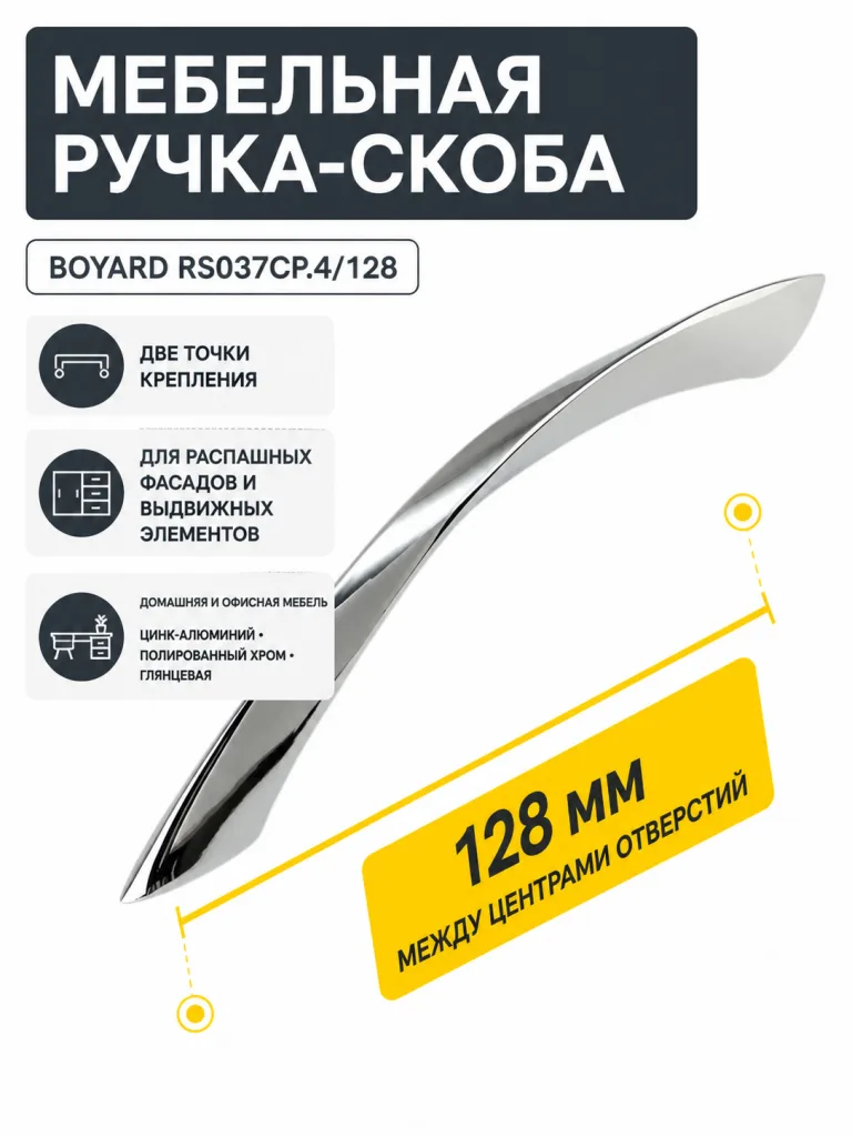 Мебельная ручка RS037CP.4/128