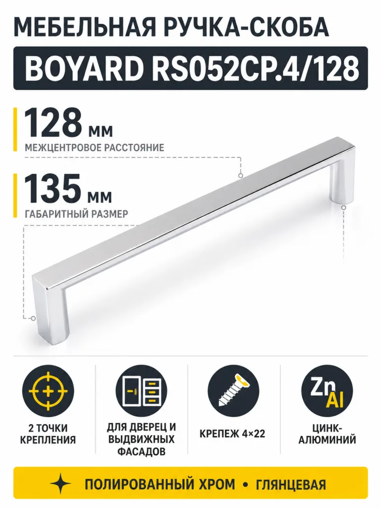 Мебельная ручка RS052CP.4/128