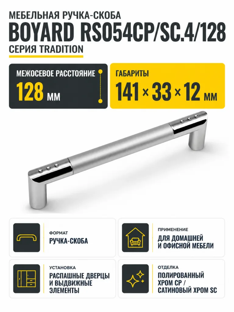 Мебельная ручка RS054CP/SC.4/128