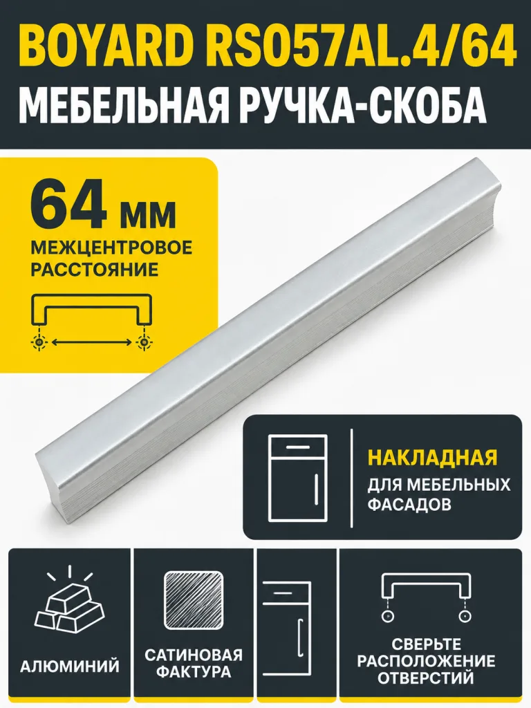 Мебельная ручка RS057AL.4/64