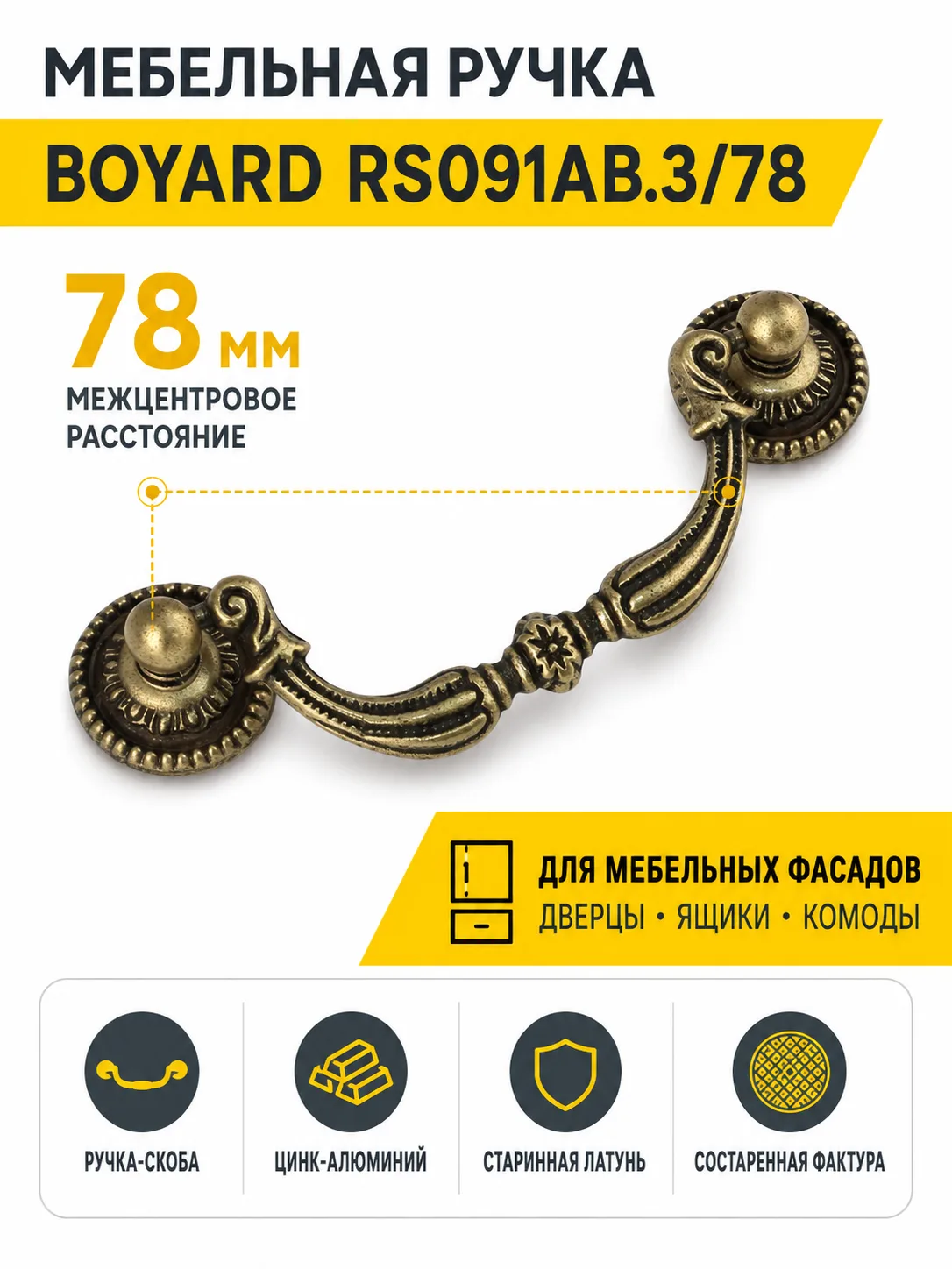 Мебельная ручка RS091AB.3/78