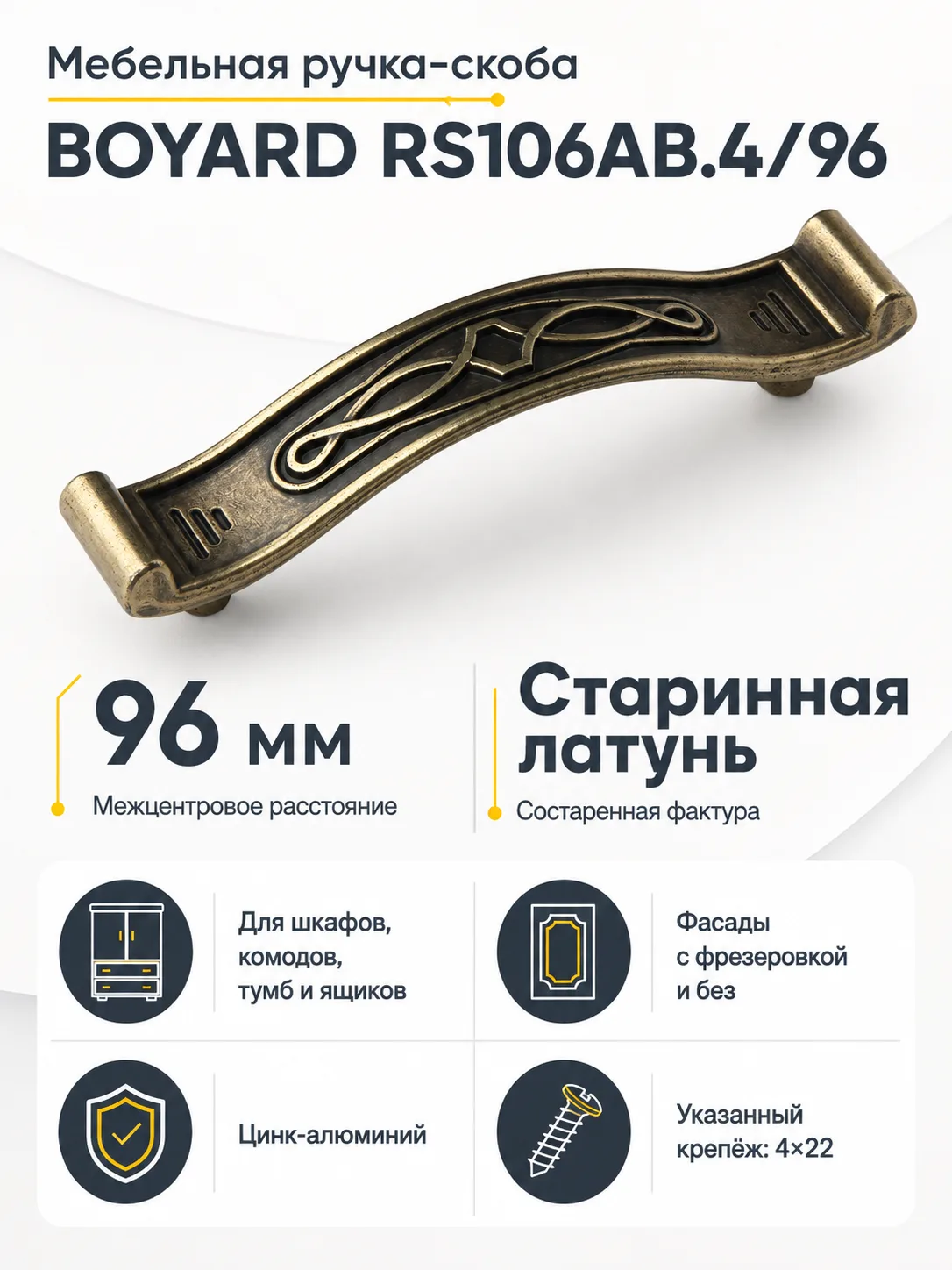 Мебельная ручка RS106AB.4/96