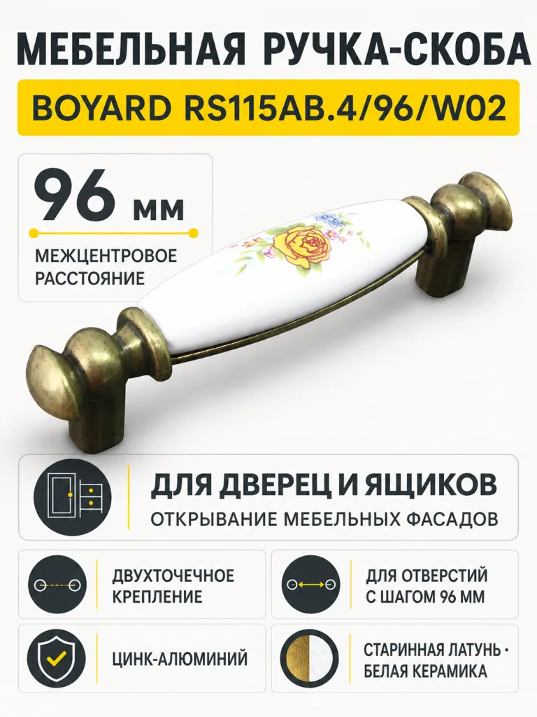 Мебельная ручка RS115AB.4/96/W02