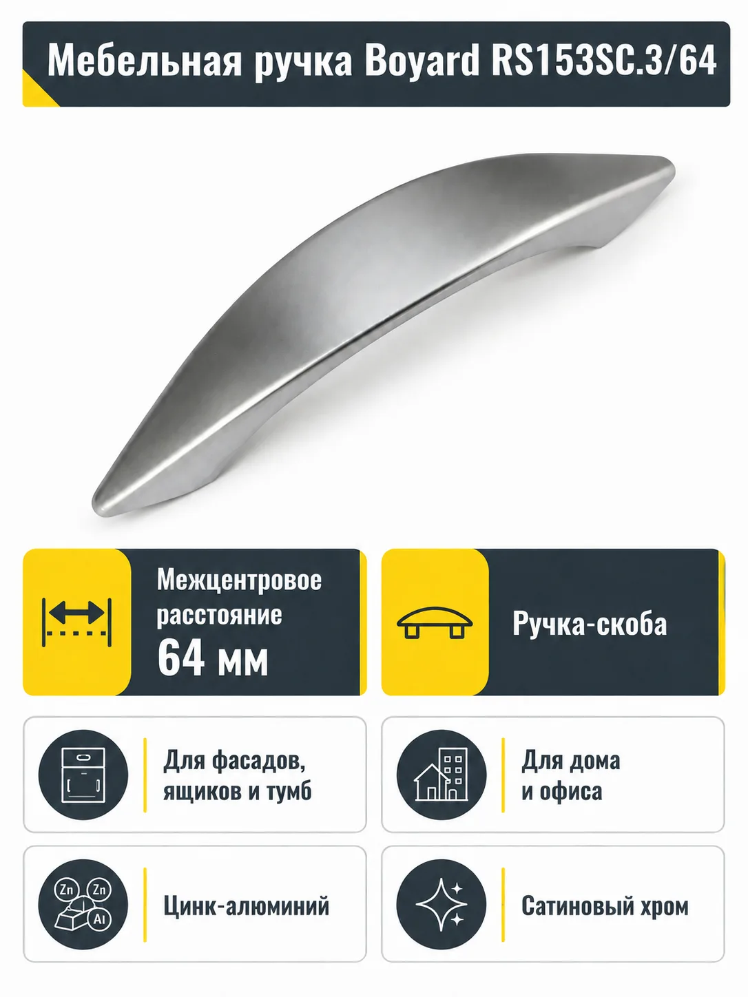 Мебельная ручка RS153SC.3/64