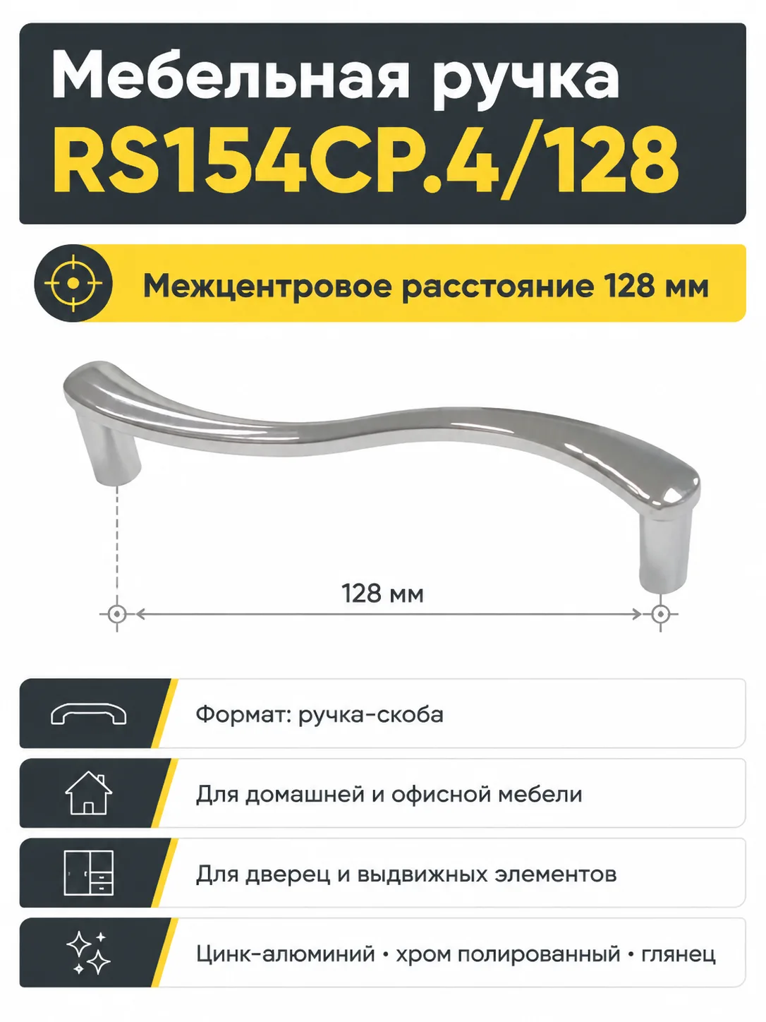 Мебельная ручка RS154CP.4/128