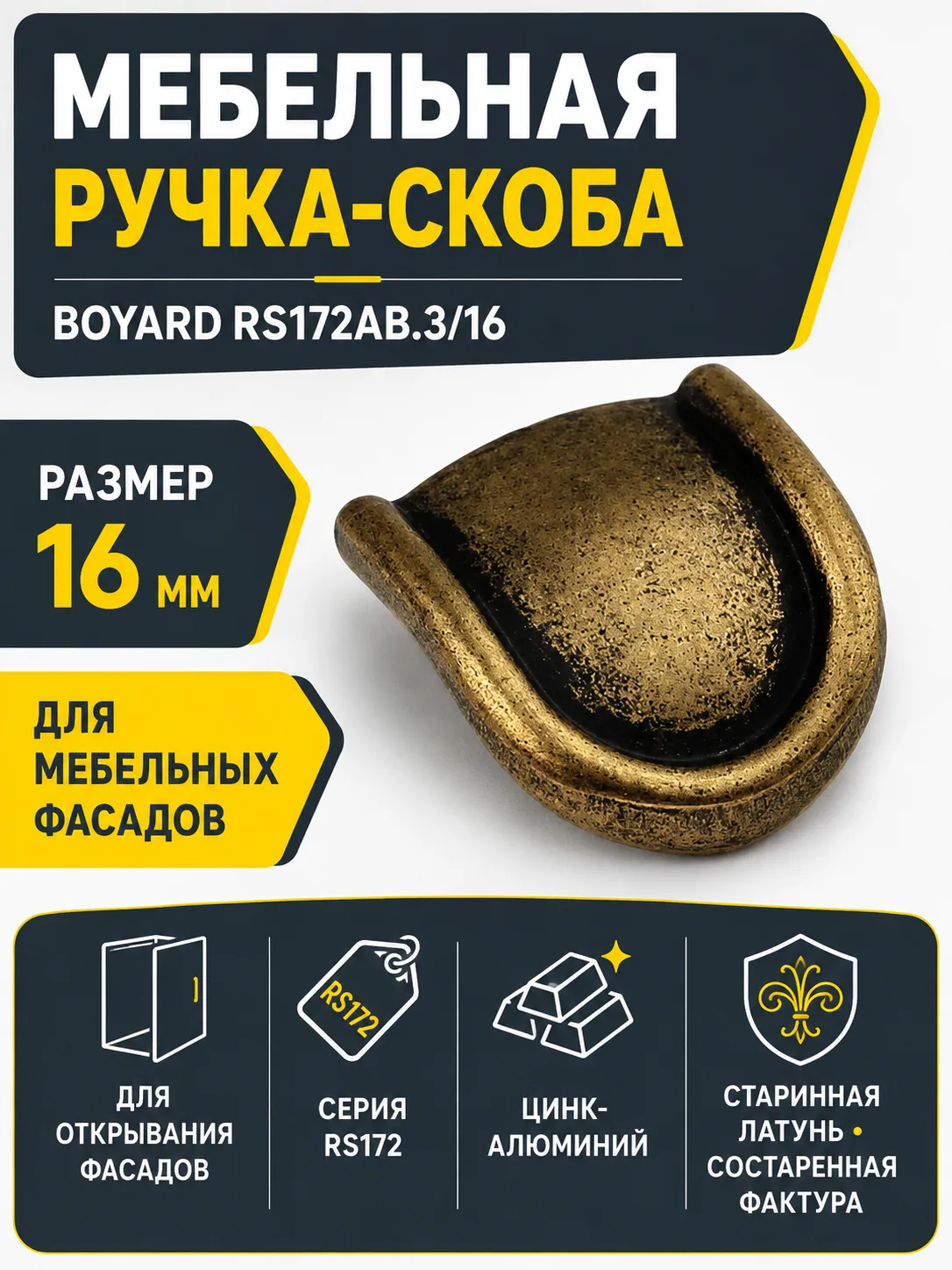Мебельная ручка RS172AB.3/16