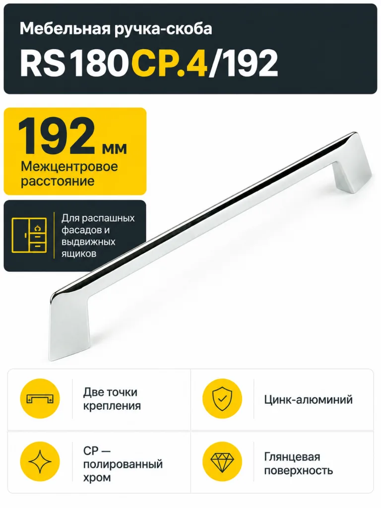Мебельная ручка RS180CP.4/192