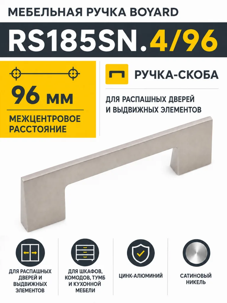 Мебельная ручка RS185SN.4/96